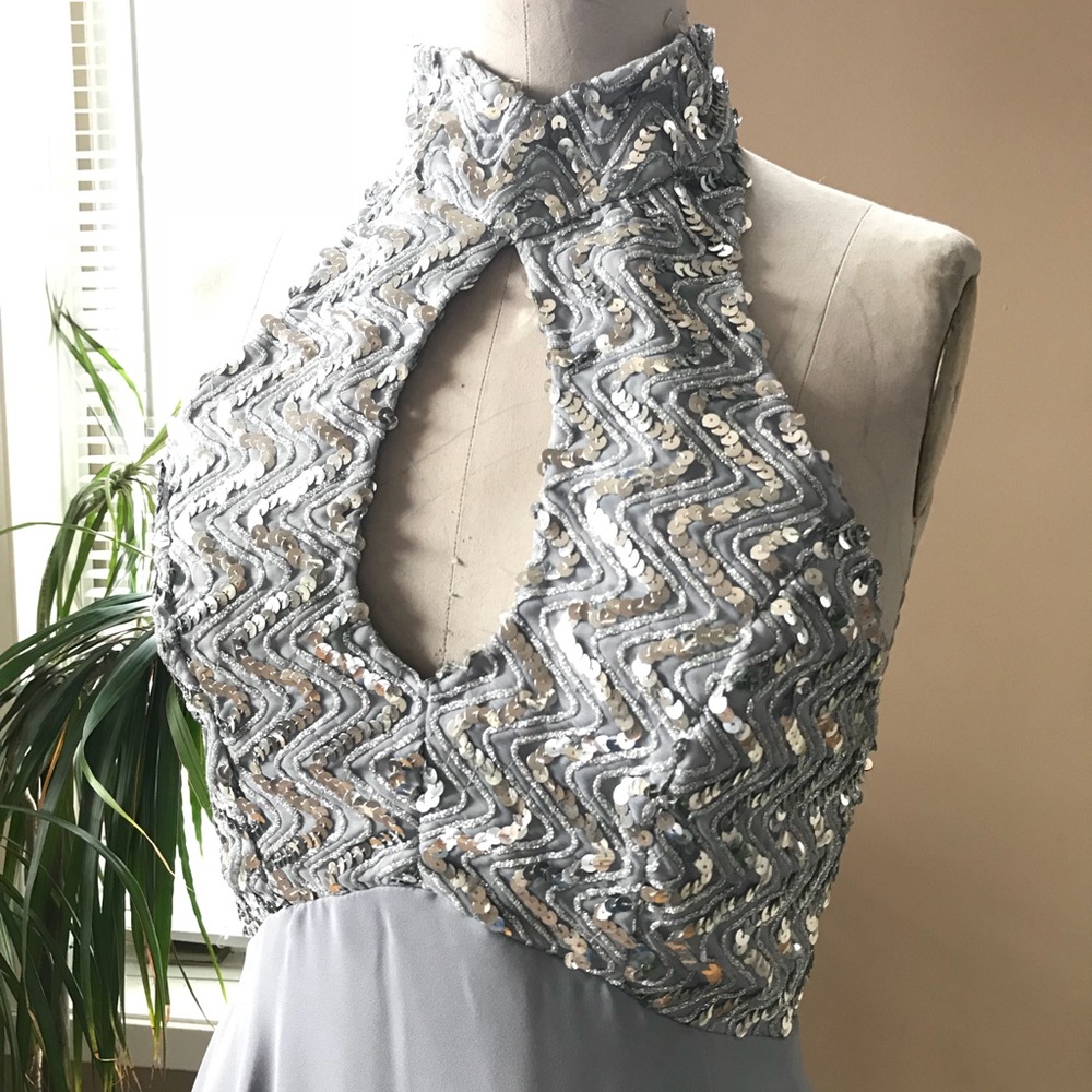 Grey chiffon party dress